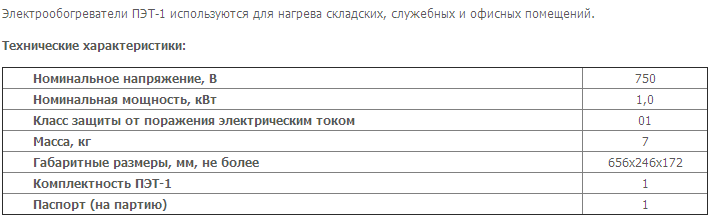 Электрообогреватели ПЭТ-1 используются для нагрева складских, служебных и офисных помещений. Электрообогреватели ПЭТ-1 используются для нагрева складских, служебных и офисных помещений.